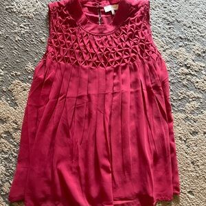 Lucky Brand Sheer Raspberry Pink Smocked Top